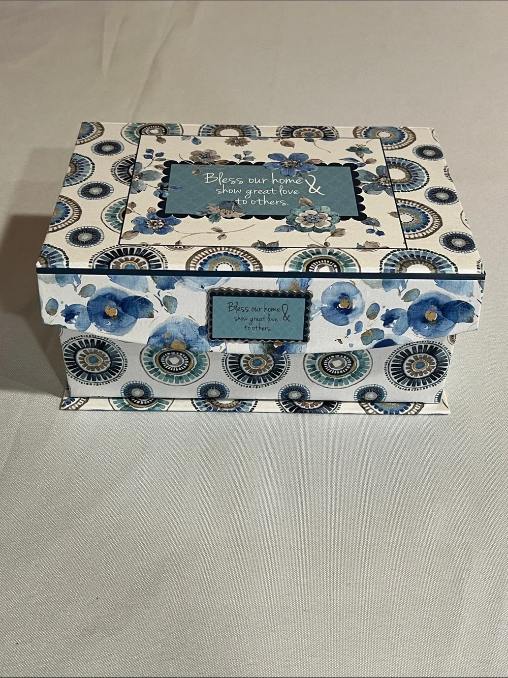 Decorative Blue Floral Storage Box - Home Storage & Organization